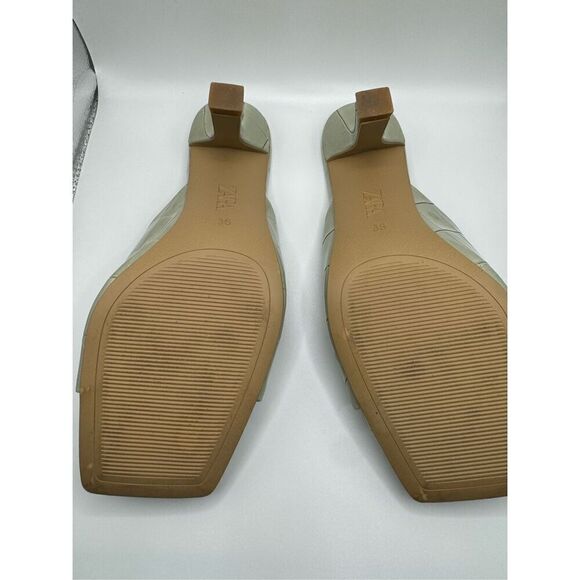 ZARA Women’s Faux Crocodile Animal Print Heel Mules Sage Green Sz EU 36/ US 6 - Picture 3 of 6